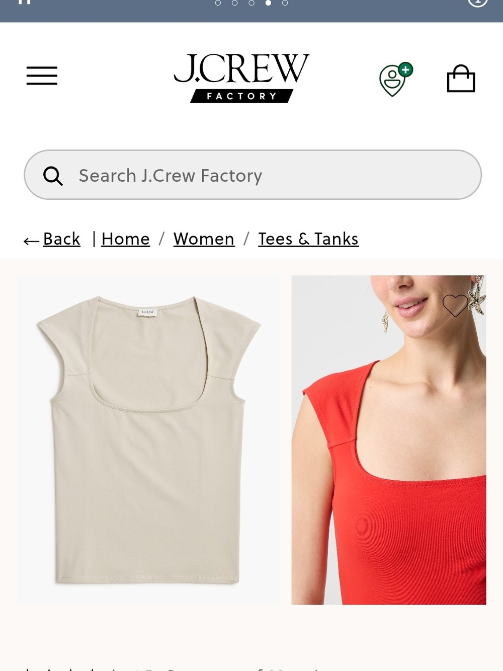J. Crew Factory Women's Square-Neck Tank Top — Cream